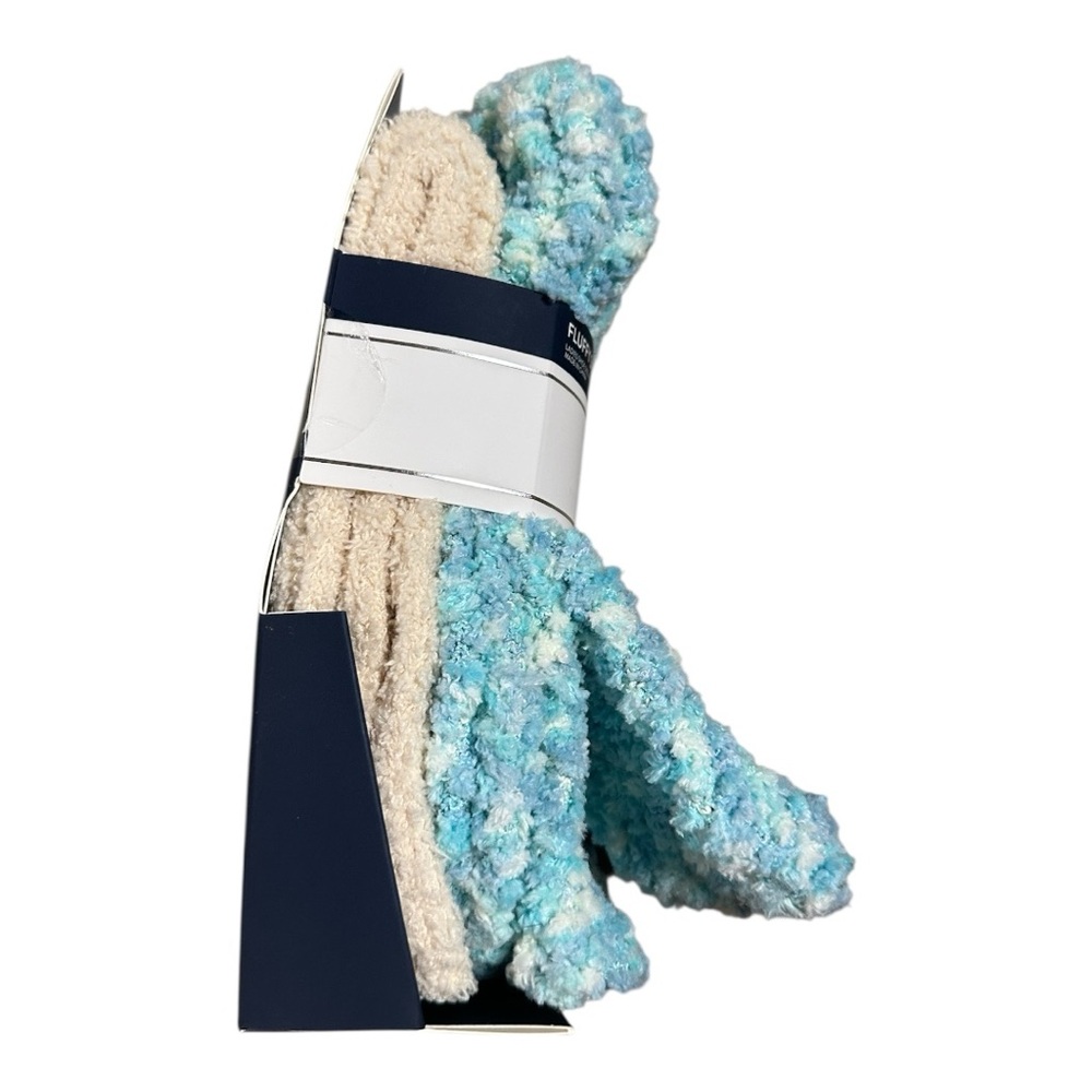 Blue Happy Foot Fuzzy Socks - 2 Pair Pack - Picture 2 of 3